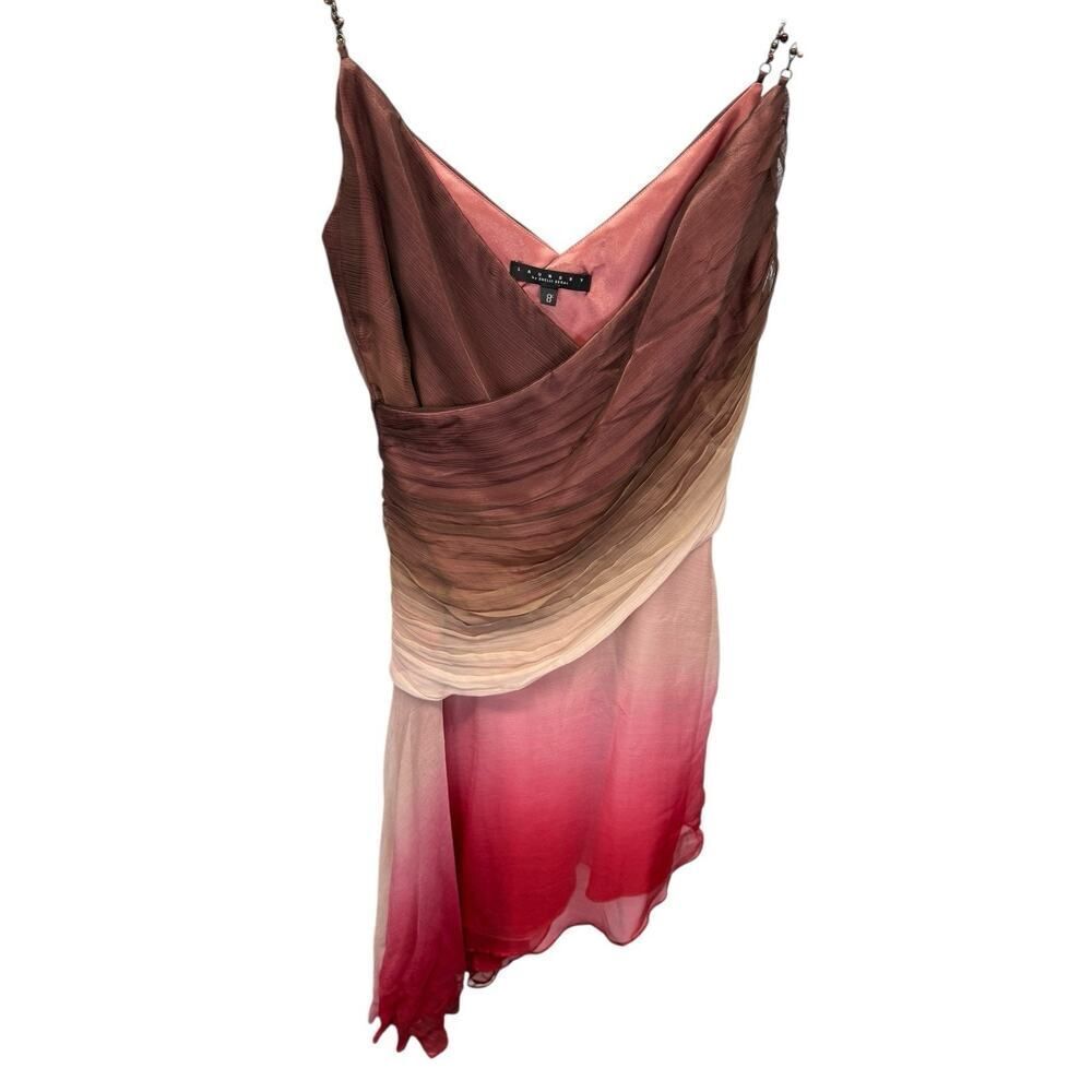 Vintage Y2K 100% Silk Ombre Fairy Dress Chain Strap Asym Midi 8 - Picture 4 of 16